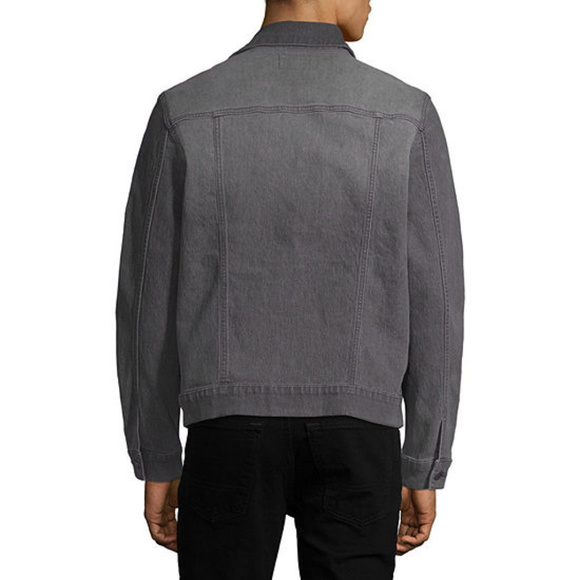 New Mens Arizona Denim Trucker Jacket Washed Black - Picture 2 of 6